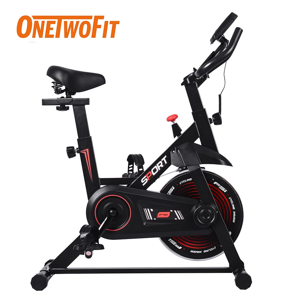 ONETWOFIT 4kg Flywheel Static Bike Mute Spinning Bicycle Exercise Home Indoor Cycling Wide Fitness Equipment Gym Bearing 120kg
