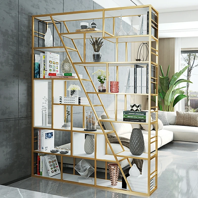

Stainless steel bookshelf Light luxury display rack Office living room shelf USU 304