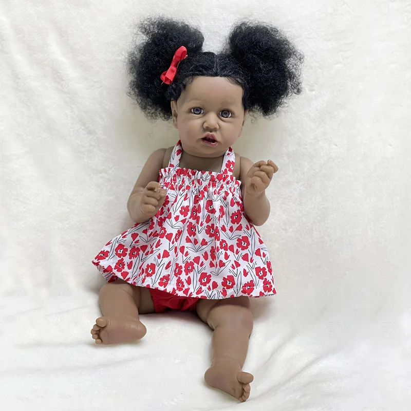 

Кукла реборн черная афроамериканская, 55 см, полностью силиконовая, виниловая