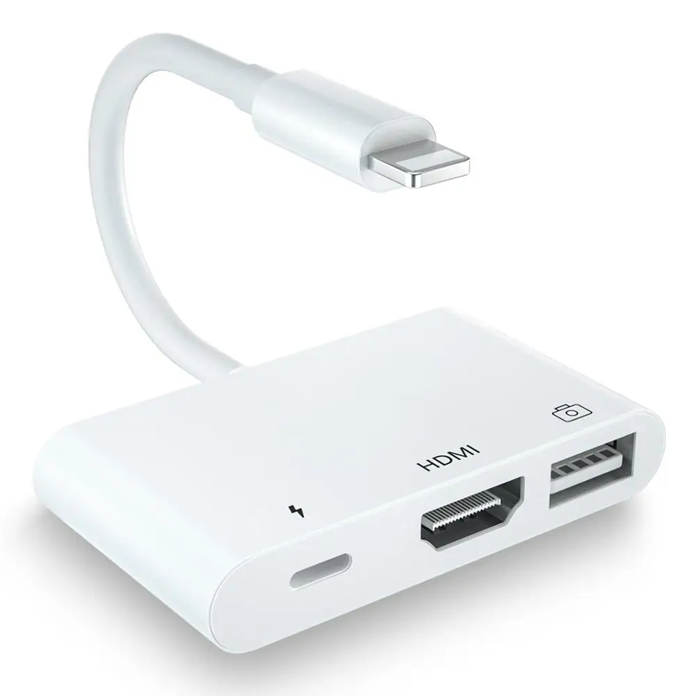 

USB Adapter OTG Lighting to HDMI Digital AV Adaptor 1080P Compatible with Phone XS/XS Max/XR/X/ 8/8 Plus/ 7