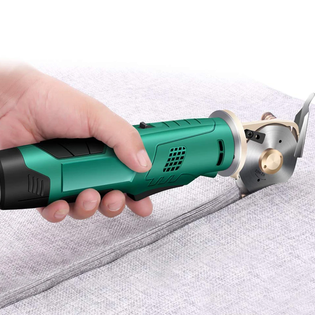 

Electric Scissors Cordless Fabric Green Round Machine Handheld Automatic Sharpening Function For Cloth Textile Leather