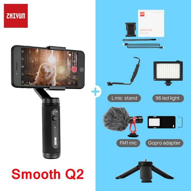 ZHIYUN Smooth 4 Q2 смартфон ручной 3 оси Gimbal стабилизатор Экшн камера Steadicam для телефона Gopro SJCAM pk DJI OSMO Карманный - Цвет: Q2 w led mic l ad