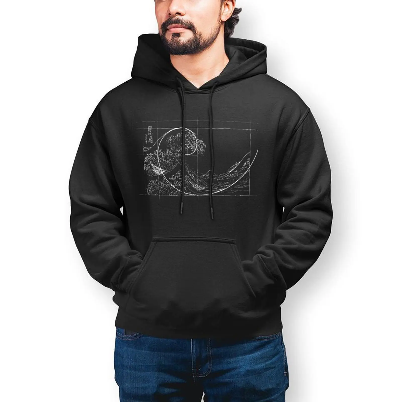 

Толстовка Hokusai с надписью Fibonacci, хлопковая толстовка с золотым соотношением математических характеристик и техников, популярные длинные ул...