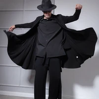 mens coats spring and autumn european medium long loose cardigan windbreaker for men casual coat black wizards cape