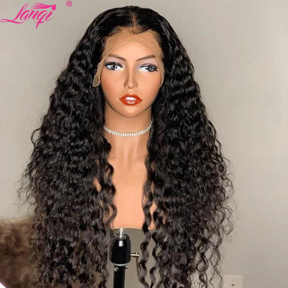 Preplucked 30 Inch Deep Wave Closure Wig 13x4x1 T Part Lace Wig Brazilian Deep Wave Lace Frontal Human Hair Wigs For Women