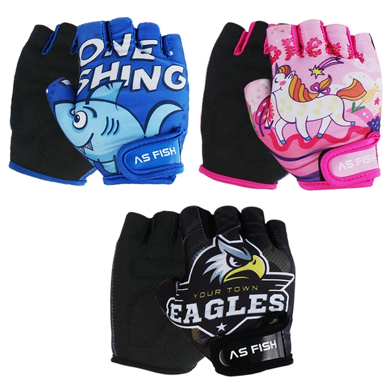 1 пара детские перчатки с полупальцами дышащие велосипедные противоскользящие