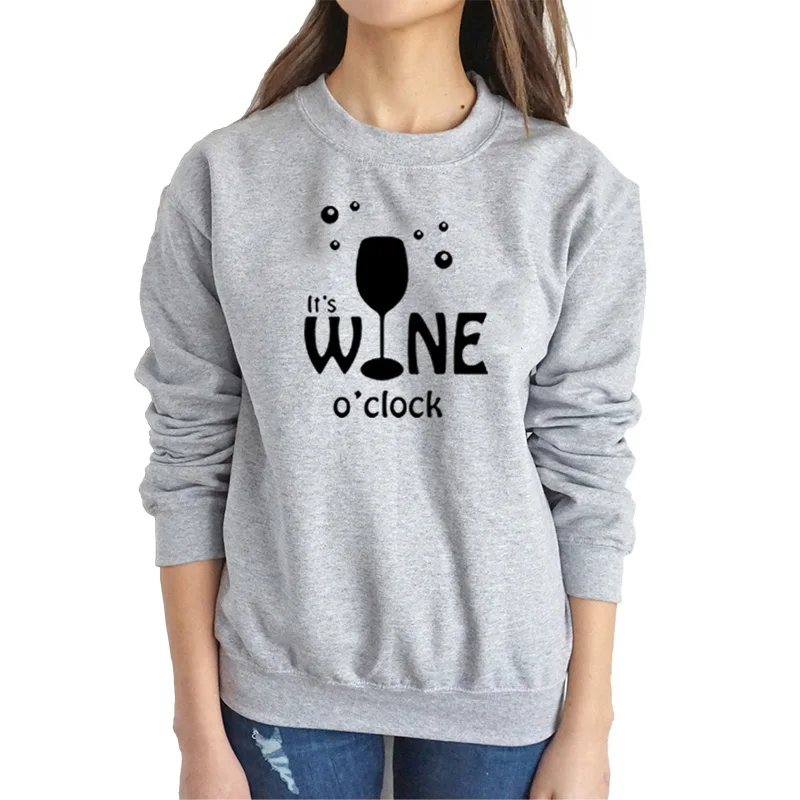 

Женский хлопковый свитшот Kawaii It's Wine, смешная уличная одежда в стиле Харадзюку, пуловер с круглым вырезом и длинным рукавом, Прямая поставка