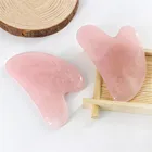 Пластина из розового кварца и нефрита Для Массажа Гуаша, скребок из натурального камня, пластина для массажа лица, шеи, спины, всего тела, терапия давлением
