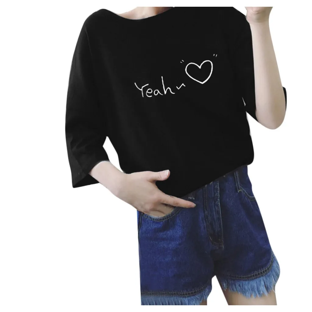 Women Casual Lady Top Tees fashion Tshirt Short Sleeve Summer Shirt tshirt femme Popular Letter Pure Color Round Neck T-shirt |