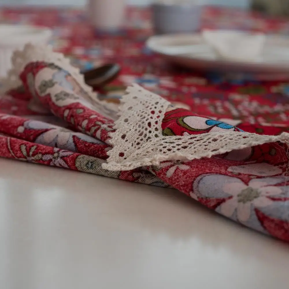 

20 Red large cotton and linen tablecloth, wedding decoration fabric, hotel restaurant tablecloth
