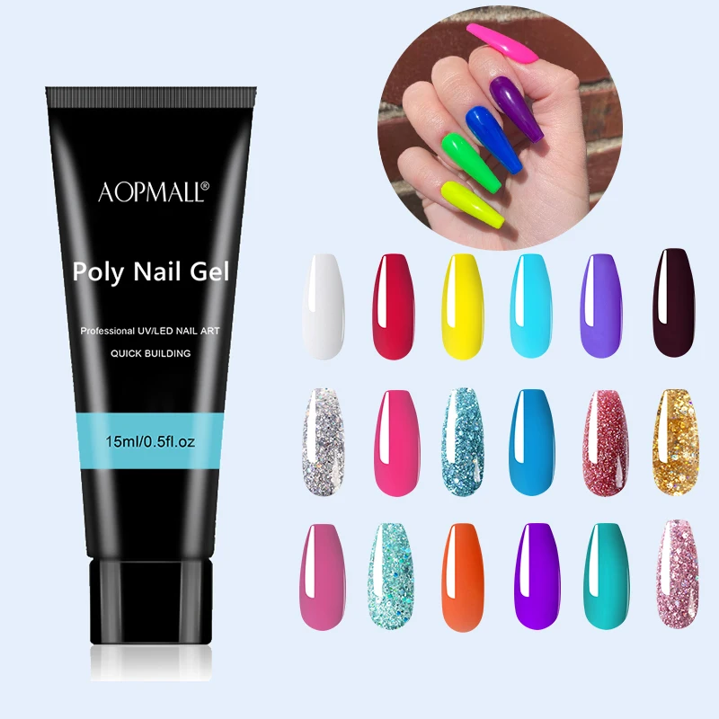 

15ml Poly Nail Gel Quick Building Acrylic Color Jelly Gel Finger Extension UV Colorful Fast Builder Gel Polish