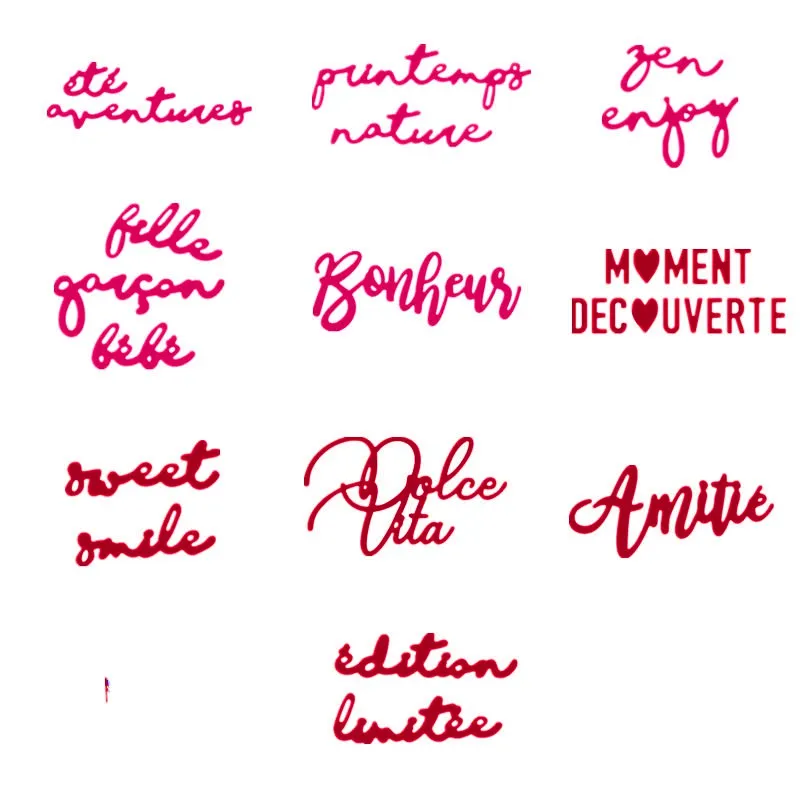 

Hot Sales French Words Series Style 3 Metal Cutting Dies for DIY Scrapbooking Embossing Crafts Cards Making New 2019 Dies