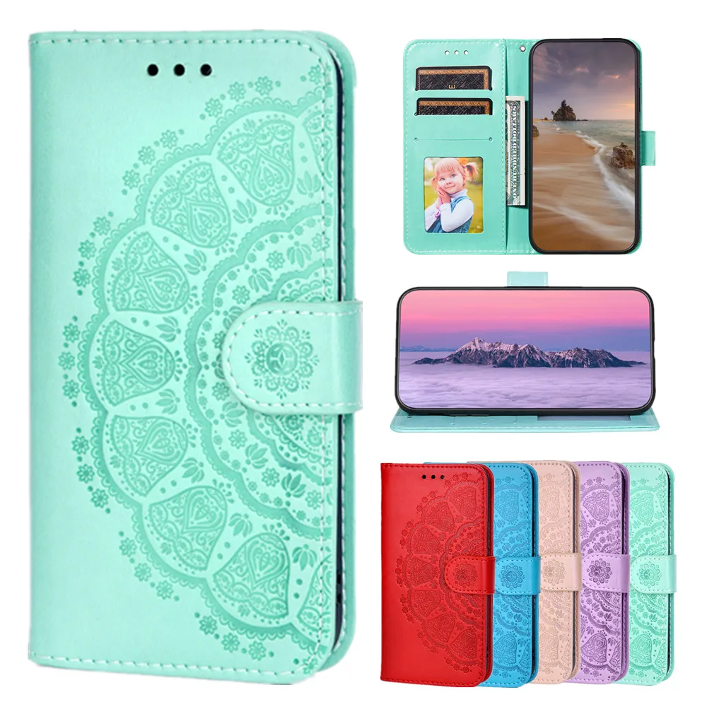 

Flip Wallet Leather Case for Nokia 5.4 8.3 3.4 3.2 2.4 5.3 2.3 2.2 1.3 Coque Mandala Emboss Cover Card Holder Shockproof Fundas