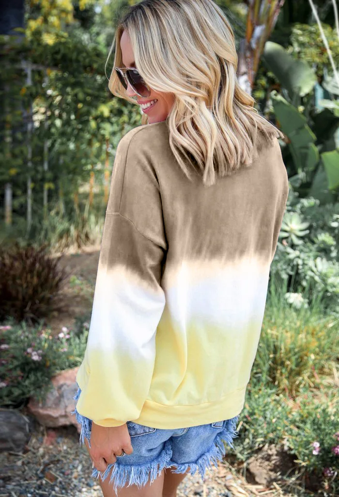 LZEQuella Women Autumn Winter Gradient Color Print Hoodies Sweatshirt Casual O Neck Long Sleeve Pullovers Female Tracksuit Top