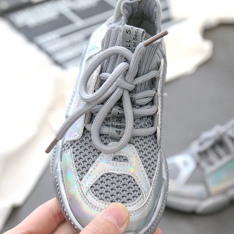 Весенние детские высокие спортивные кроссовки для маленьких девочек сетчатые