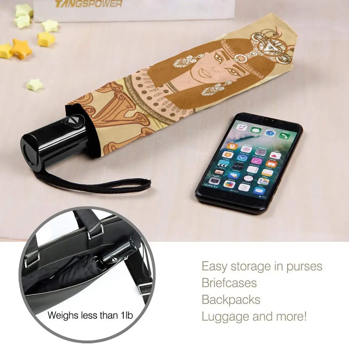 

Automatic Umbrella Vintage Egyptian Queen three-fold umbrella women men rain umbrella