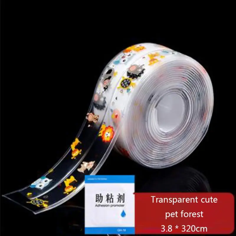 

3.8x320cm Kitchen Cartoon Antifouling Tape Waterproof Mold Proof Wall Sealing