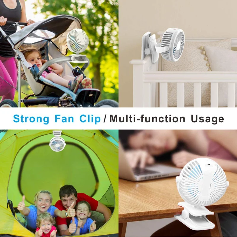 -Stroller Fan Clip On Battery Operated Rechargeable 2500Mah Usb Cable 3 Adjustable Speed Desk Table Portabl | Бытовая техника