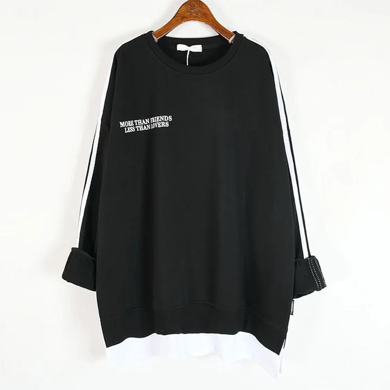 

IEQJ Loose Gray Sweatshirt Mid-length Fake Two Top New Round Neck Long Sleeve Women Fashion Tide Spring Autumn 2021 3F1879