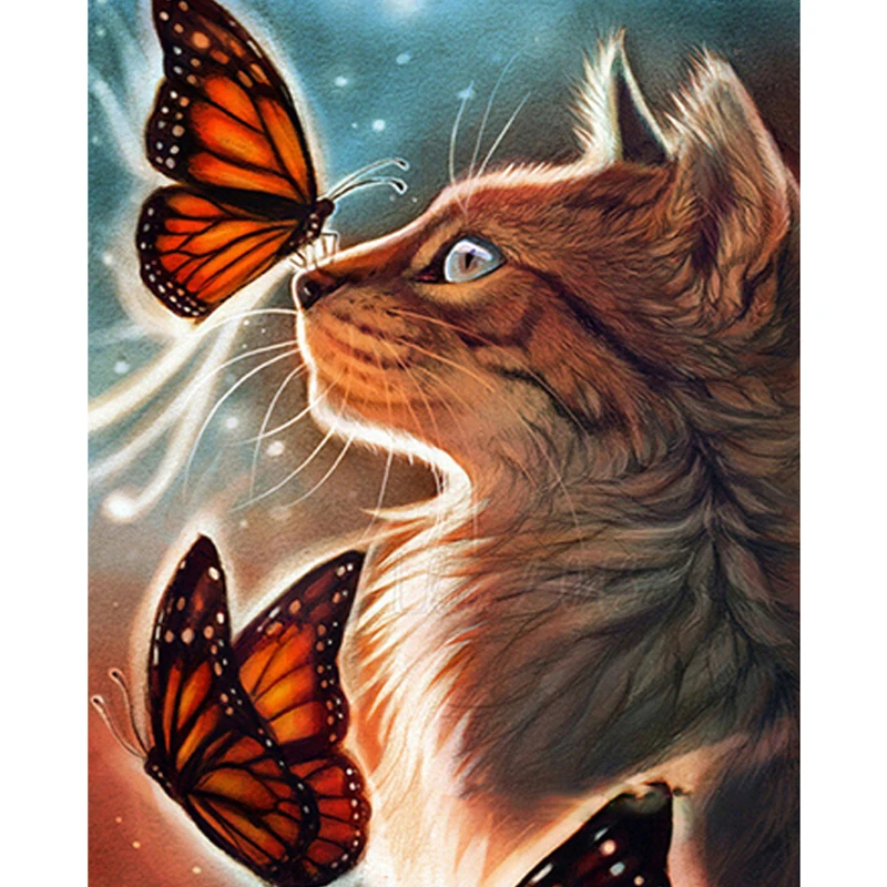 Алмазная живопись сделай сам с кошкой мозаика вышивка животными крестом в