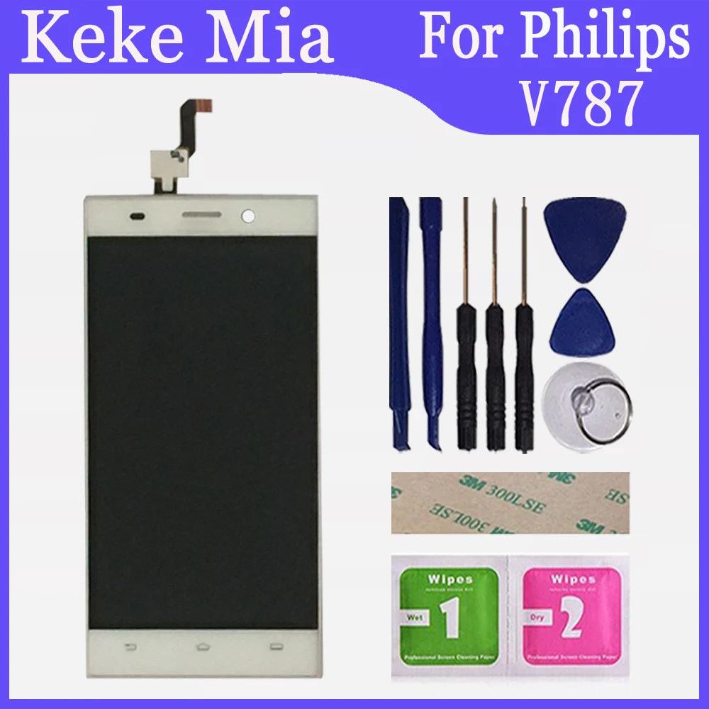 White 5," дюймовый ЖК-дисплей для Philips V787+ кодирующий преобразователь сенсорного экрана в сборе с заменой рамы Philips Xenium V787 - Цвет: White