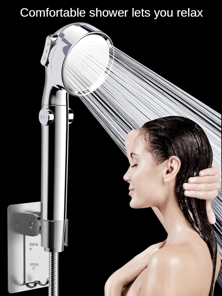 Shower Head High Pressure Water Saving Rainfall Perforated Free Bracket Hose Switch Adjustable Bathroom Accessories Shower Set