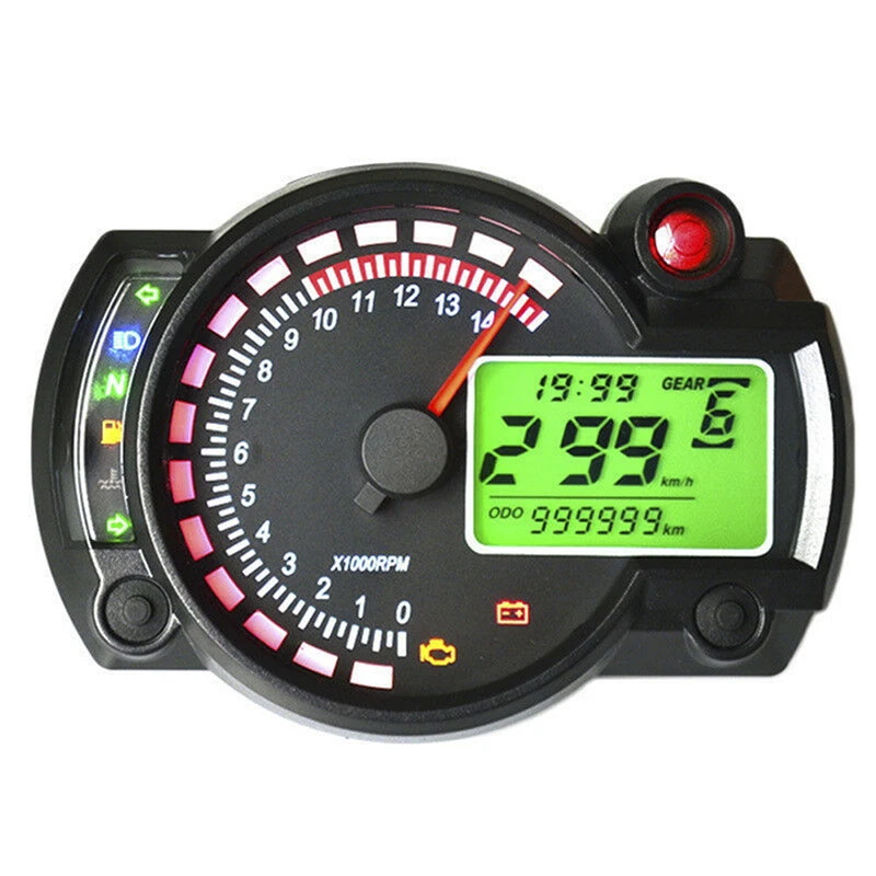 

15000rpm Motorcycle Universal LCD Digital Speedometer Tachometer Odometer Gauge