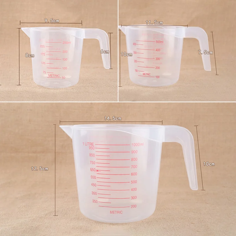 

250/500/1000ml Plastic Transparent Measuring Cup Jug Pour Spout Surface Kitchen Supplies Accessories For Caking Baking Tools