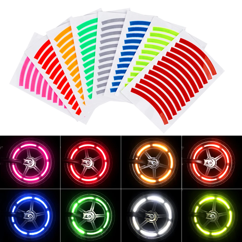 

24Pcs Reflective Bike Wheel Sticker Wheel Rim Decals Decoration Safety Warning Reflective Strips for 12 to 24in Balance Bike