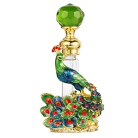 4ml vintage empty perfume bottle antique green gold peacock arab dubai essential oil refillable bottles ladys gift