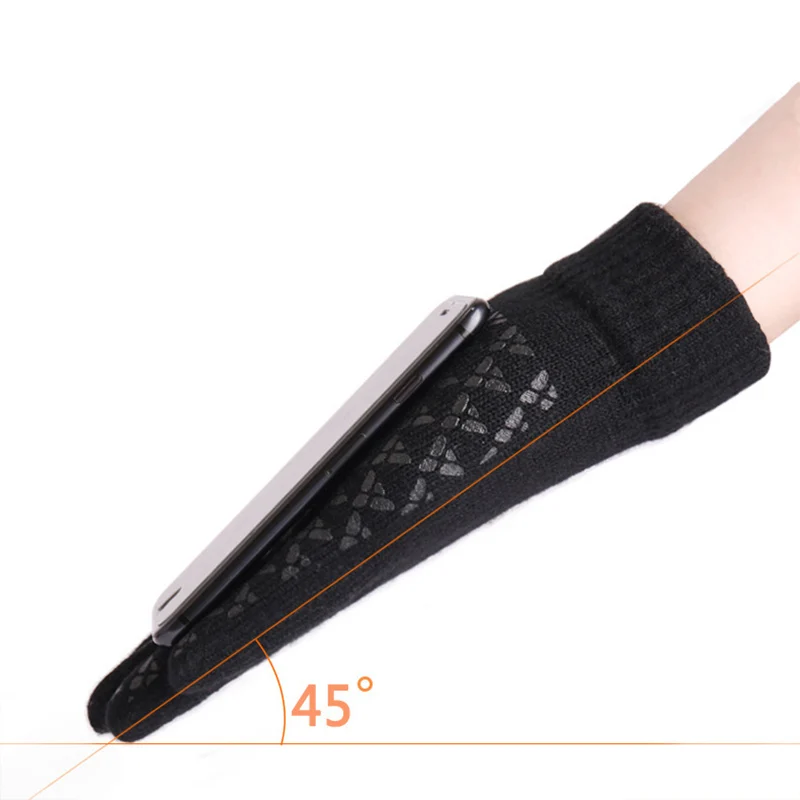 winter notebook office half finger gloves men play phone non slips women plush knitted warm couple gloves touch screen mittens free global shipping