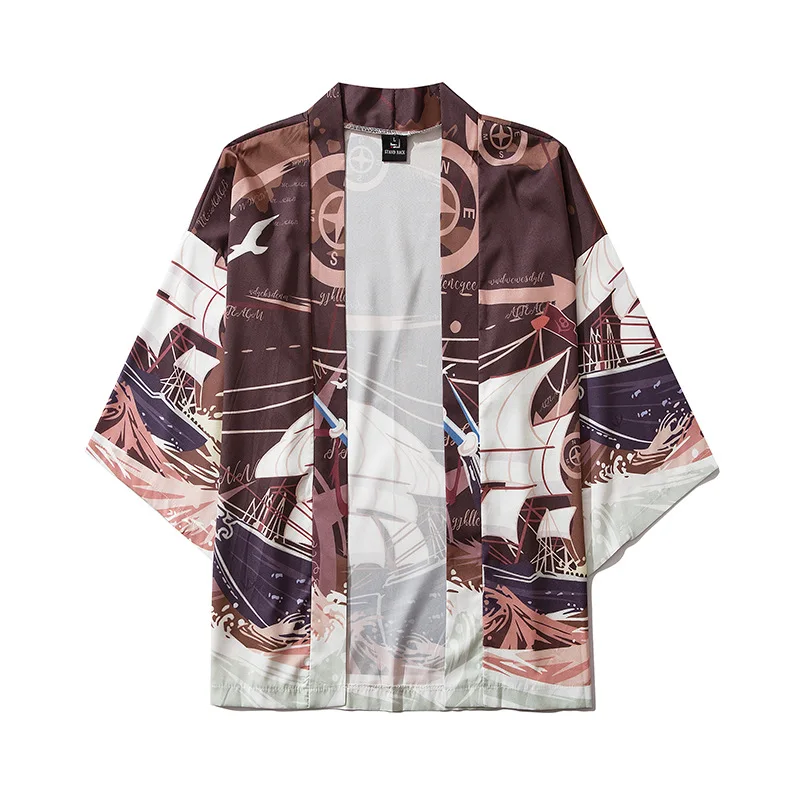 Кимоно Yukata кардиган мужское японское кимоно с принтом азиатское косплей костюм