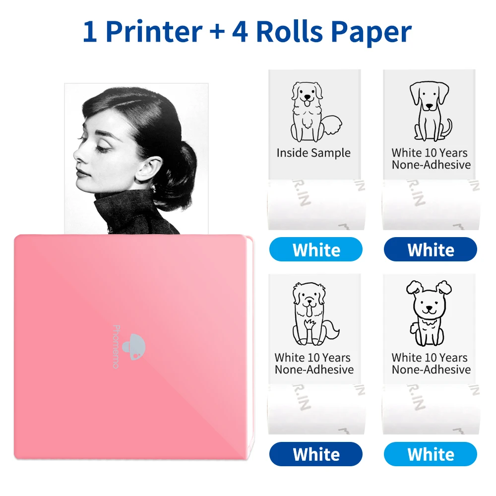 

Мини-принтер Phomemo для забавных наклеек «сделай сам», устройство для изготовления заметок, беспроводная фотопечать M02, набор термобумажных р...