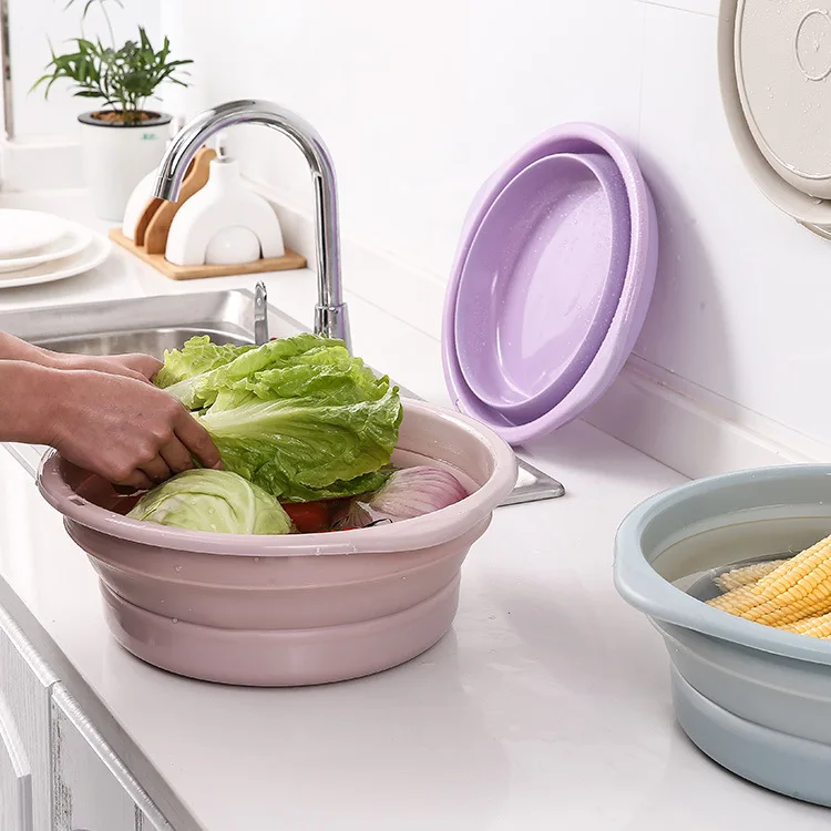 

Creative Folding Washbasin Outdoor Travel Portable Plastic Foldable Washbasin Folding Plastic Basin Washing Vegetables