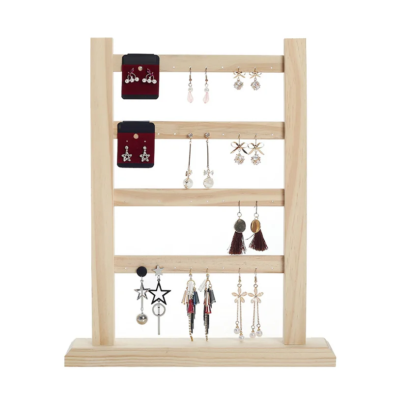 

Solid Wood Earring Rack Storage Home Window Hanging Earrings Card Shelf Jewelry Live Display Rack Jewelry Display Rack