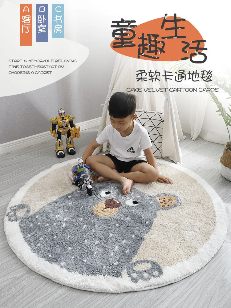 Economici Tappeto Fatto A Mano Lavabile Girly Camera Da Letto Comodino Coperta Semplice Nordic Cartoon Tappeto Rotondo Può Essere Personalizzato