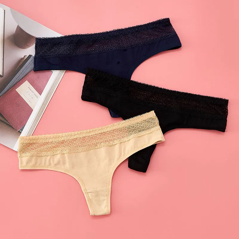 Трусики женские хлопковые однотонные пикантное мягкое нижнее белье с кружевной