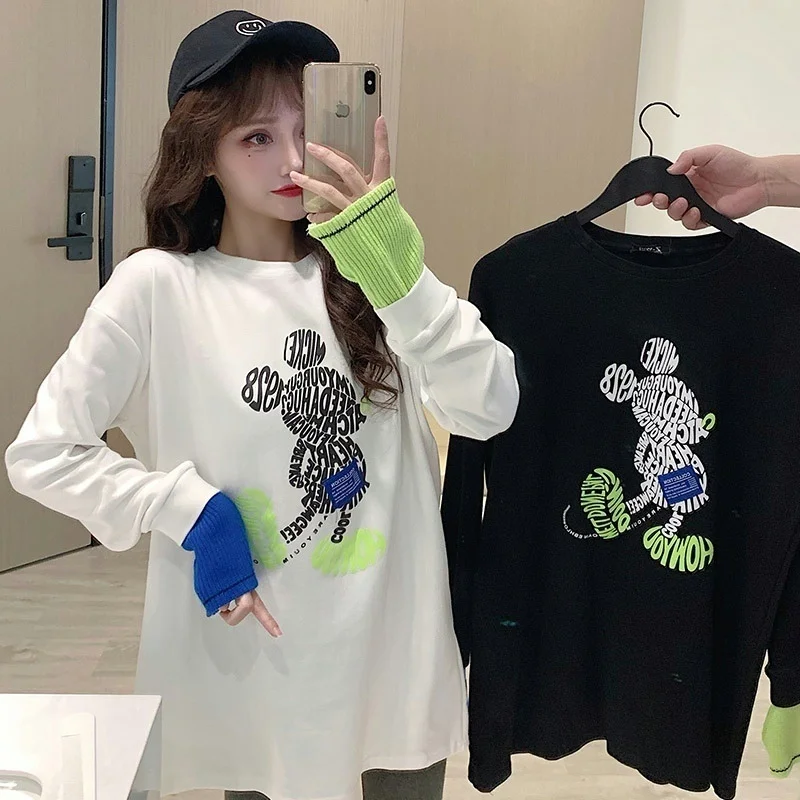 

Свитер с длинным рукавом и пэчворком для женщин на раннюю осень