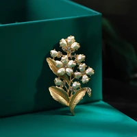 elegant lily valley pearl brooches for plant flower female creative flower pin brooch clothes decoration