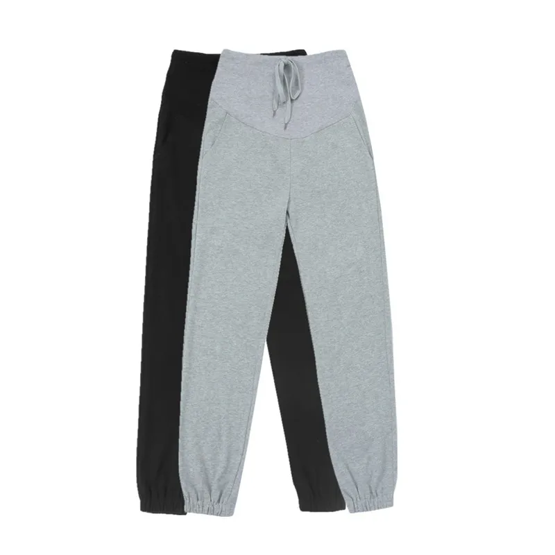 

853# Spring Autumn Cotton Maternity Pants Adjustable High Waist Belly Casual Clothes for Pregnant Women Pregnancy Sweatpants