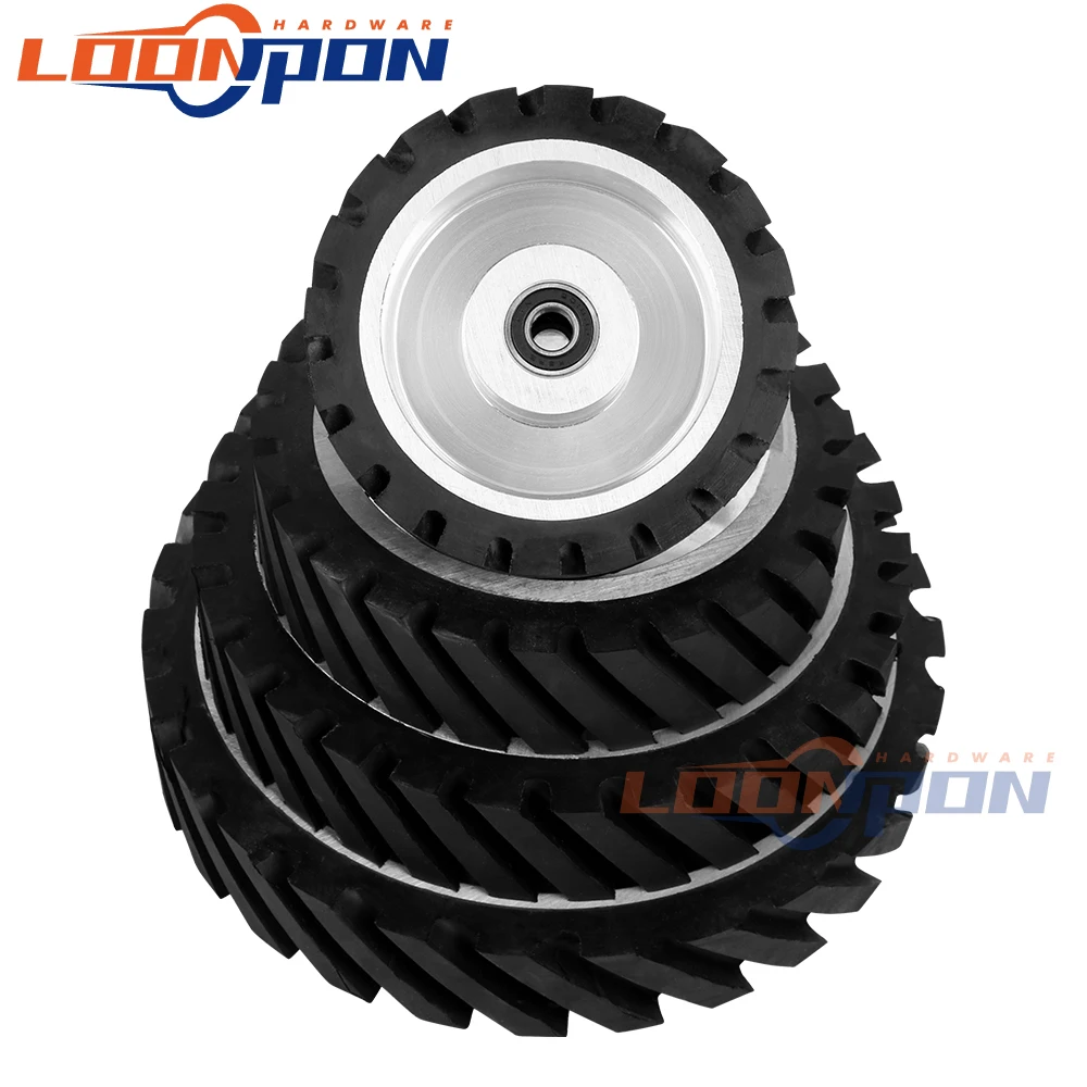 Serrated Rubber Contact Wheel 150-300*50mm Belt Grinder Rubber Wheel Belt Grinder Wheel for Belt Machine Polishing Machine