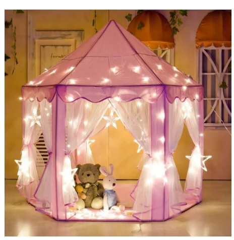 Children Princess Pink Castle Tents Portable Boys Girls Indoor Outdoor Garden Folding Play Tent Lodge Kids Balls Pool Playhouse