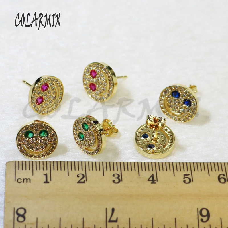 

10 pairs Smile face stud earrings rainbow crystal earrings stud accessories jewels for women rainbow crystal jewels gift 5824
