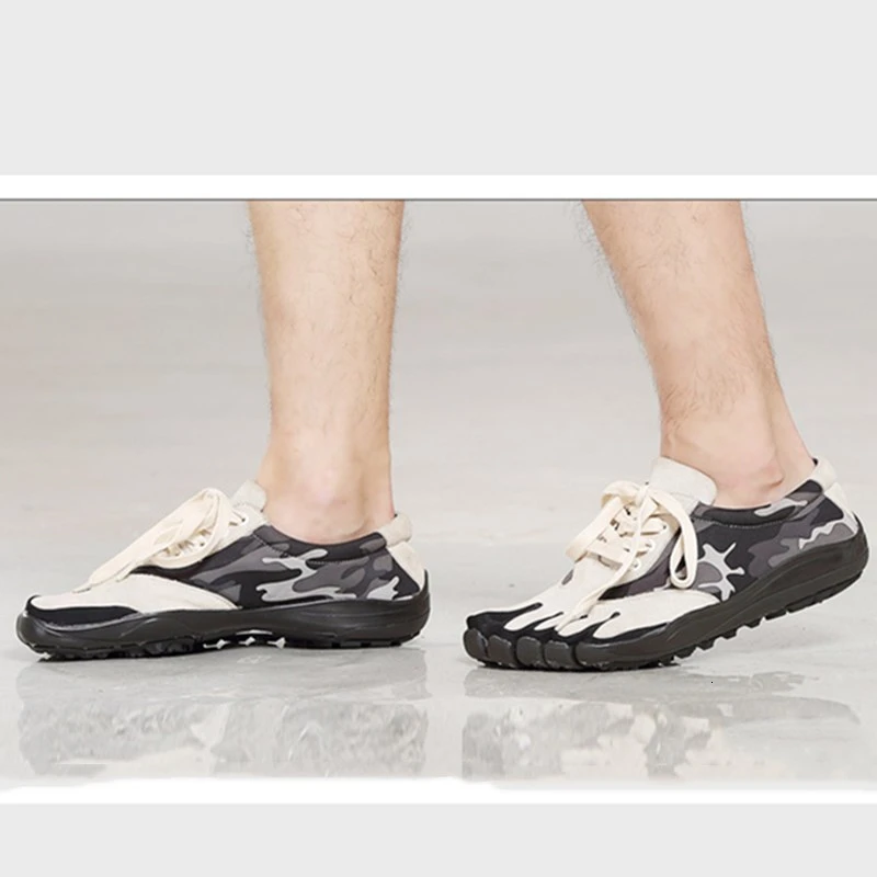 Высокие камуфляжные кроссовки с пятью пальцами для мужчин и женщин Уличная обувь
