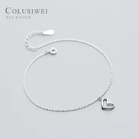 colusiwei real 925 sterling silver lovely heart silver anklet for women charm bracelet of leg ankle foot accessories fashion