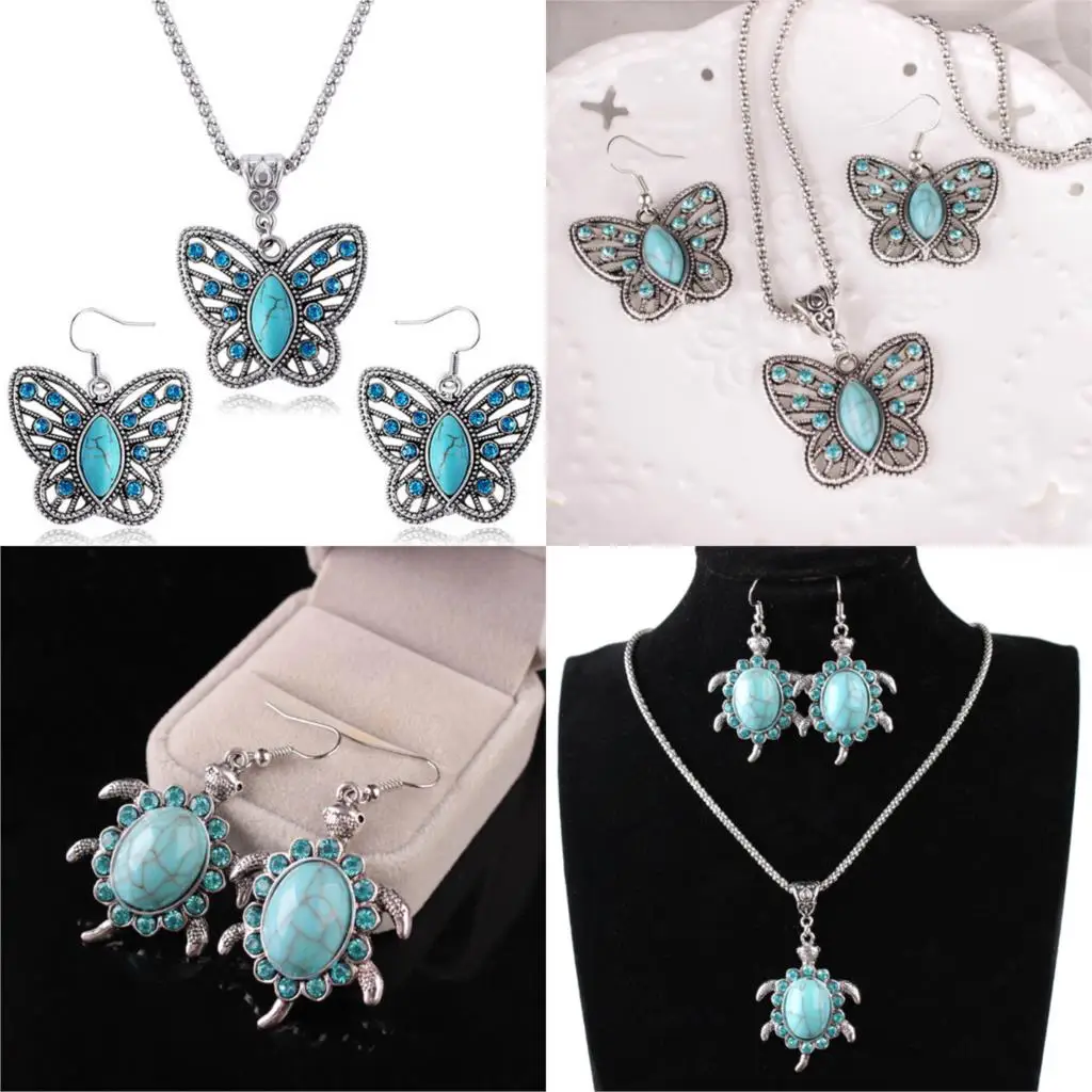 Женский винтажный набор украшений элегантные серьги ожерелье серьги-подвески