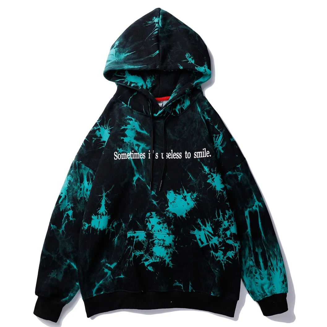 Синий Длинная мужская толстовка с вышивкой Tie Dye, уличная одежда, зимняя одежда с карманами, пуловер в стиле хип-хоп, толстовки, модные повседневные топы в стиле Харадзюку - Цвет: Синий