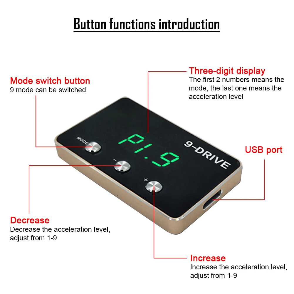 

9 Drive Electronic Throttle Controller Pedal Accelerator For CADILLAC SLS CTS For CHEVROLET CAMARO CORVETTEFor BUICK FIAT etc