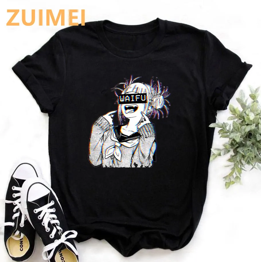 Cartoon Anime Waifu Fashion Print Harajuku Top Women T-shirt Casual ladies basic O-collar Short Sleeved T-shirt Girl,Drop Ship