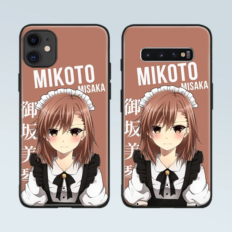 mikoto misaka anime phone case cover shell for iphone se 6s 7 8 plus x xr xs 11 pro max samsung s note 8 9 10 20 plus ultra free global shipping